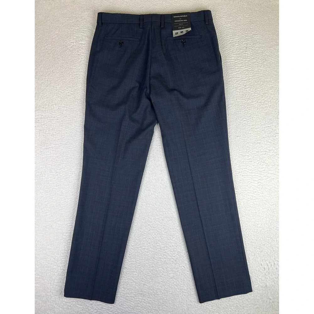 Banana Republic Dress Pants Mens 33x32 Blue Performance Wool Slim Fit NEW